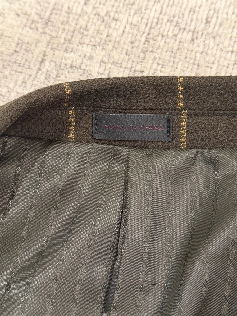 Stacy Adams 3 Pc Suit Dark Green Gold Pinstripe Blazer Vest Pants 44R 38R